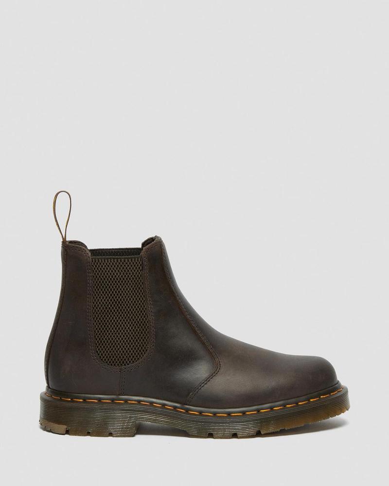 Dark / Brown Men's Dr Martens 2976 Slip Resistant Leather Chelsea Boots | CA 486XYU